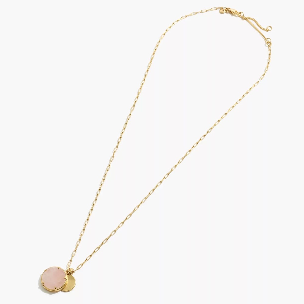 Madewell Stone Collection Rose Quartz Pendant Necklace 24" to 27" Length - Picture 3 of 11
